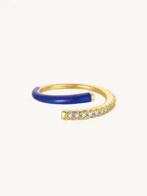 Anillo acero esmaltado azul zirconias | Sara