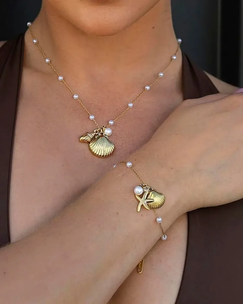 pulsera acero quirurgico perlas acero