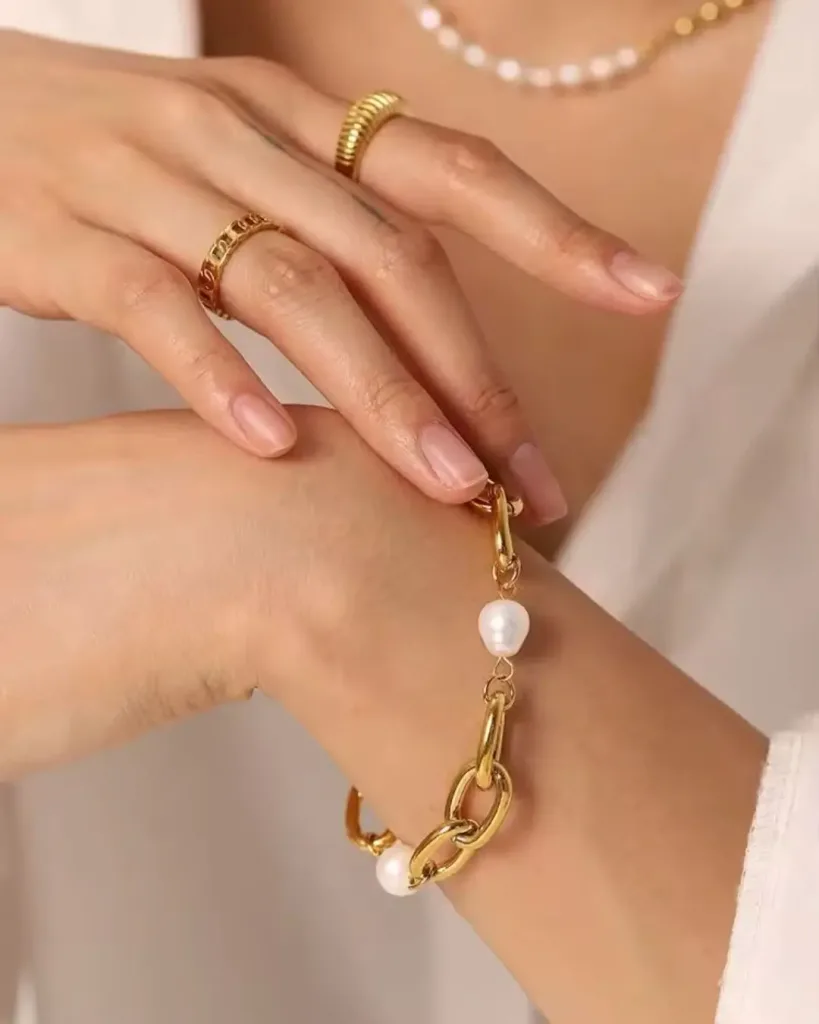 pulsera acero quirurgico perla